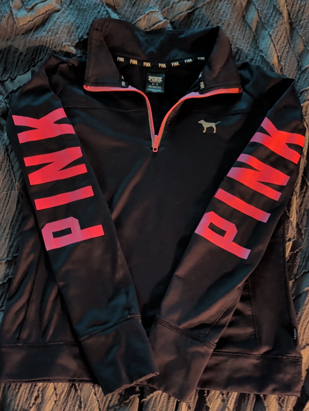 Victoria's Secret PINK Black Jacket with Pink and Orange Trim